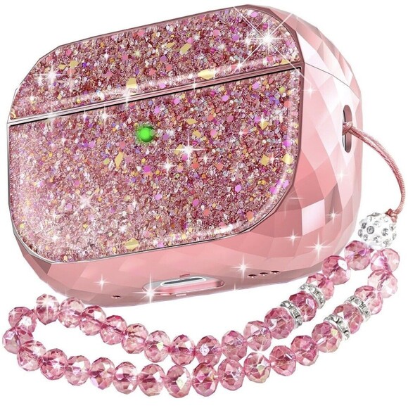 For AirPods 1 & 2 Case Cover Women Girls Glossy Smooth Hard Shell Rose Gold New - Picture 1 of 6